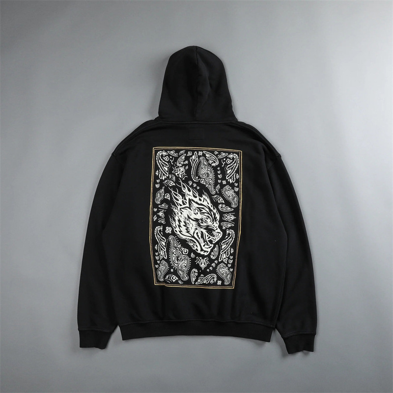 DARC autumn and winter New European and American street style hip hop skateboard cashew flower print couple loose men's hooded sweater