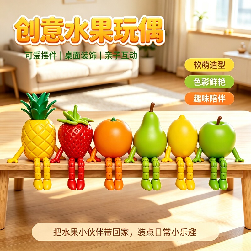 3D Cross-Border Printed Fruit and Vegetable Toys, Banana and Apple Figurines, Realistic Sitting and Standing Figures with Movable Joints for Stress Relief 3D Cross-Border Printed Fruit and Vegetable Toys, Banana and Apple Figurines, Realistic Sitting and Standing Figures with Movable Joints for Stress Relief