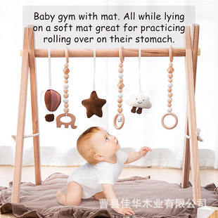 Wooden Baby Play Gym Play Mat Hanging Sensory Toy Foldable Baby Gym