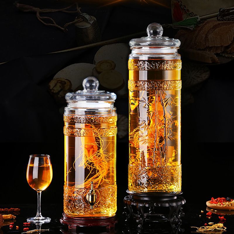 家用泡酒玻璃瓶带龙头泡酒瓶酿酒玻璃瓶密封罐泡酒坛子药酒泡酒罐