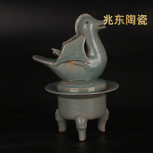 青瓷鸳鸯盖香炉古董古玩仿古瓷器做旧瓷器出土老物件老货旧货