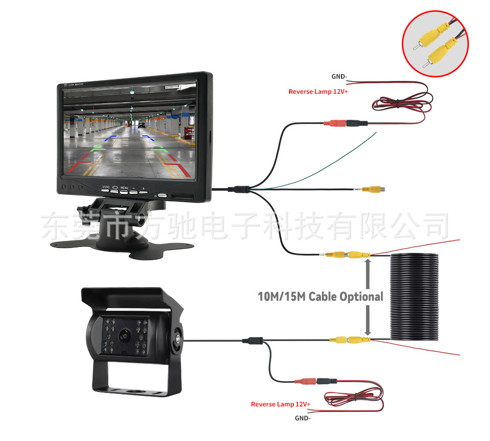Car display screen 7 inch manufacturer 12V-24V reversing rear view HD truck car bus monitoring