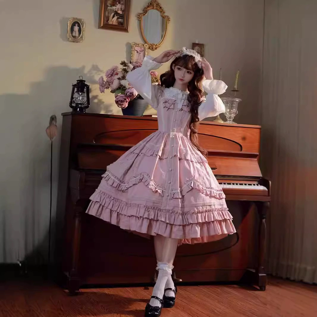 Платье в стиле JSK Лолита, вышит bodice, многослойные воланы, размер S