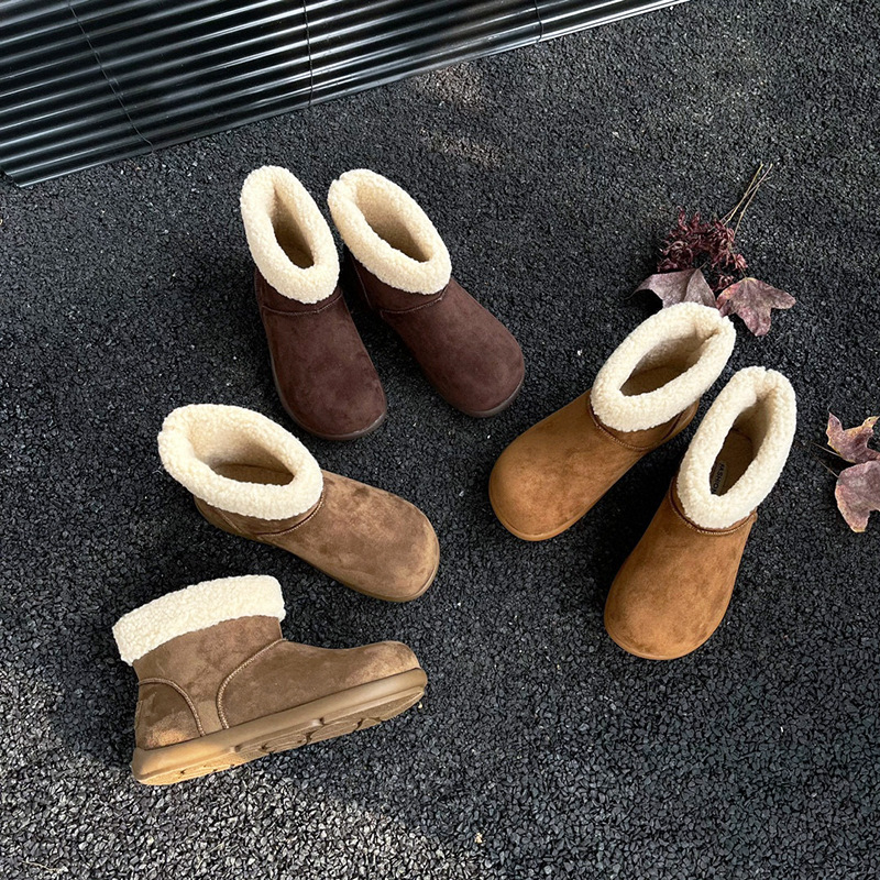 Stivali da neve da donna in vera pelle di pecora 2025, stivaletti invernali foderati in pile in stile britannico, scarpe casual antiscivolo_voghion.com