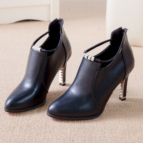 2024 Autumn New Women's Martin Boots Women's Pointed Toe Short Boots Women's High Heel Women's Leather Shoes Autumn Leather Boots Women's Fashion Boots Women's