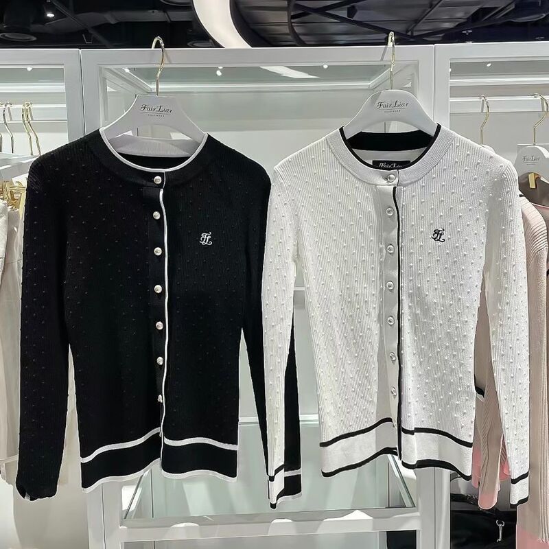 Autumn and Winter Golf Women's Long-Sleeved Sweater Knitted Cardigan Warm and Comfortable Elastic Classy Fashion Versatile Clothes Autumn and Winter Golf Women's Long-Sleeved Sweater Knitted Cardigan Warm and Comfortable Elastic Classy Fashion Versatile Clothes
