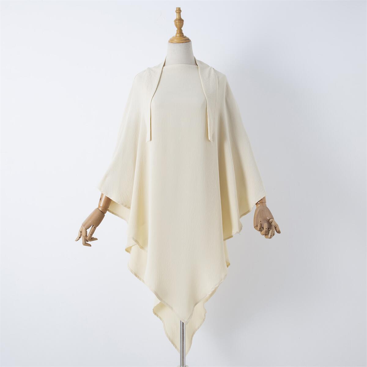 Damenbekleidung einfarbige Spitze Muslim Doppelschicht Kopftuch_voghion.com