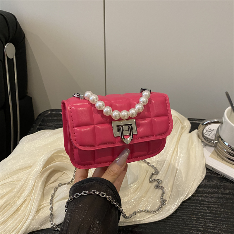 Elegante borsa a tracolla piccola a quadri per donna versatile_voghion.com