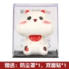 2 inch/small size white cat with bun face and big eyes (acrylic cover)