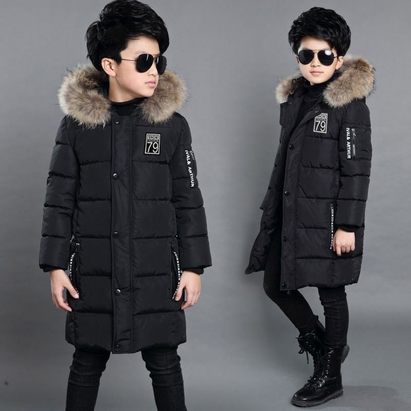 Chaqueta de algodón para niños gruesa 2024 nuevo tipo de chaqueta de algodón de invierno para niños de tamaño medio y largo