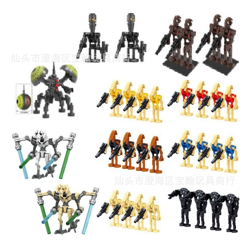 Minifigure set — assorted robot & soldier figures, mixed packs 8–120 pcs, combinable