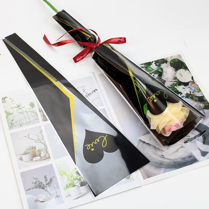 Día del maestro corona sola bolsa Rosa bolsa de embalaje ramo triángulo bolsa tienda de flores flor floral material de embalaje al por mayor