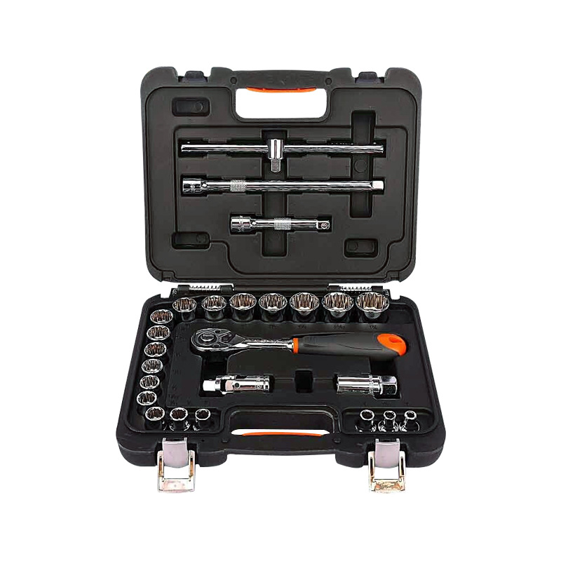 钢盾 S020001 铬钒钢修车工具箱棘轮套筒扳手套装 25件套1/2"英制