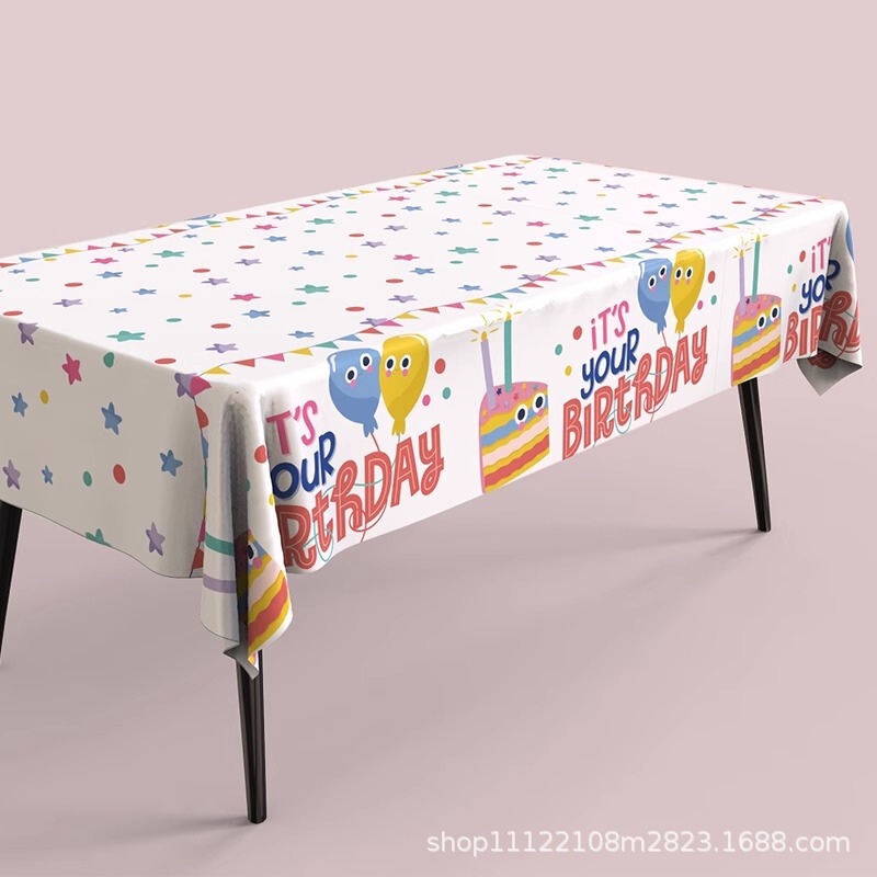 Disposable Birthday Tablecloth Atmosphere Layout Cake Dessert Set Table Kindergarten Children's Theme Party Scene Decoration Disposable Birthday Tablecloth Atmosphere Layout Cake Dessert Set Table Kindergarten Children's Theme Party Scene Decoration