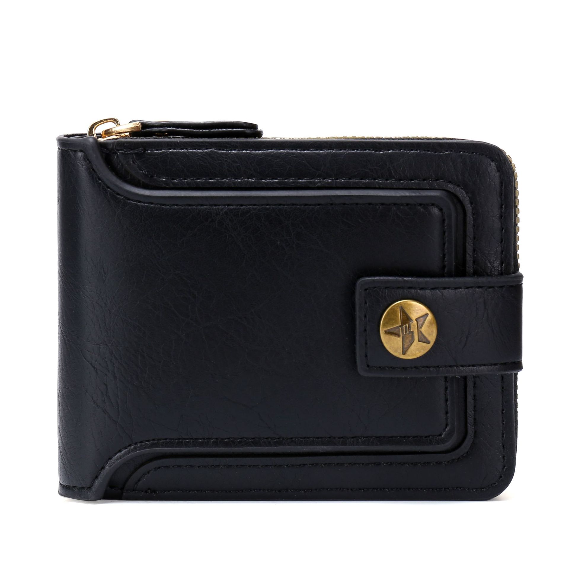 Transfronterizo popular nuevos hombres billetera corta de gran capacidad titular de la tarjeta de licencia de conducir juvenil Cartera horizontal integrada al por mayor