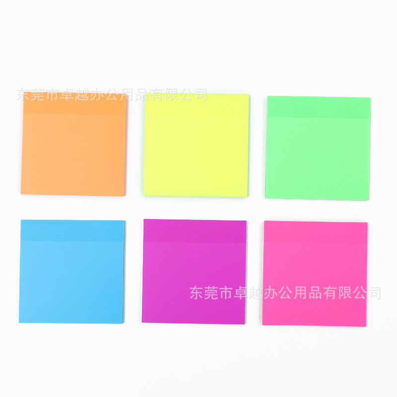 Bloc de notas colorido fluorescente para mascotas, fuerte viscosidad, impermeable, transparente, nota adhesiva, ladrillo adhesivo de índice de alto valor para estudiantes
