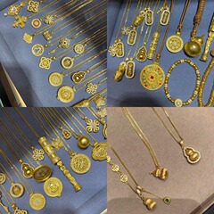 新中国式の本物の金の電気めっきのヒョウタンのペンダントのネックレスの国風は軽くて豪華で高級感があります。