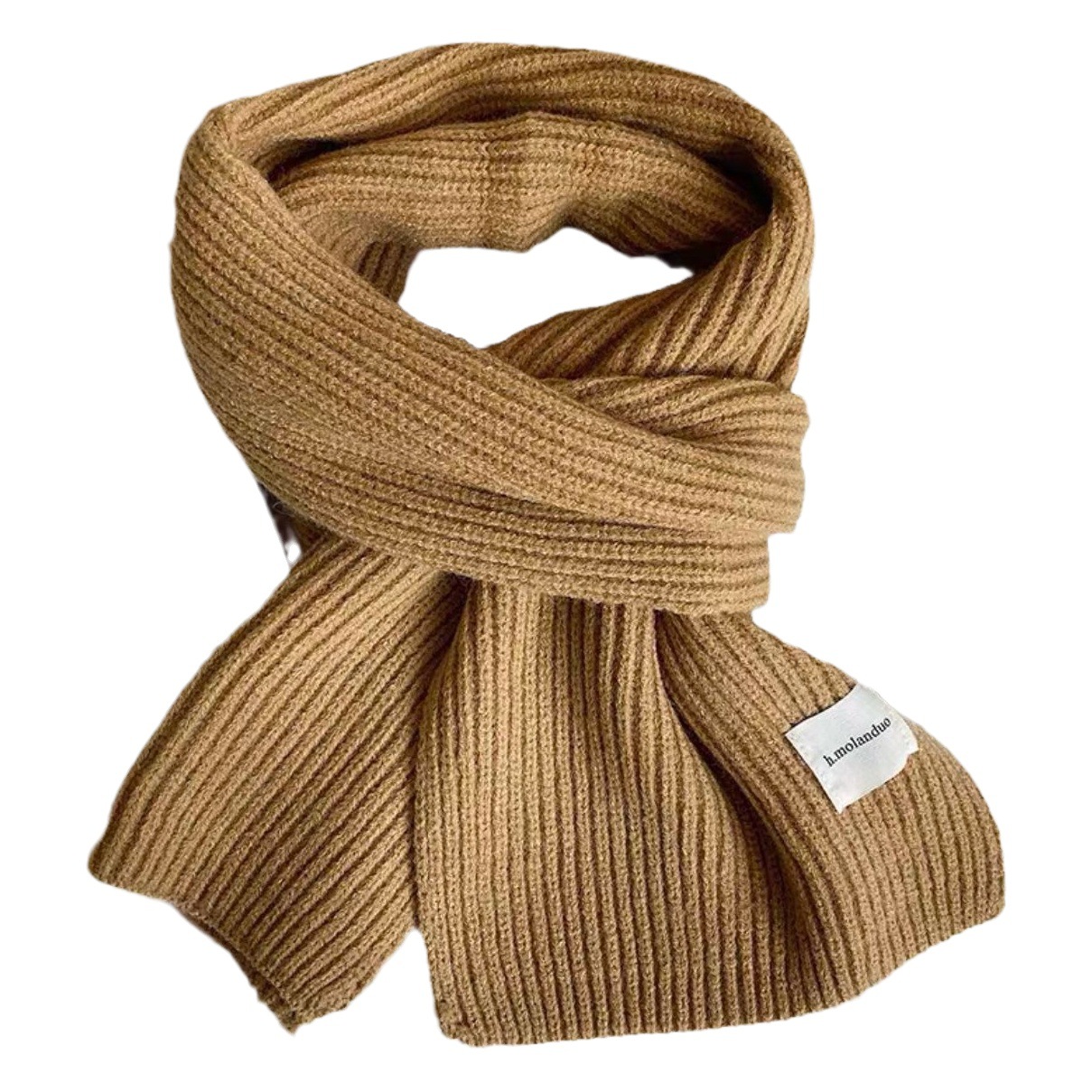 Scarf for Women, Winter Korean Versatile Solid Color Knitted Wool Warm Couple Thickened Neck Warmer Men's Knitted Scarf Korean Style