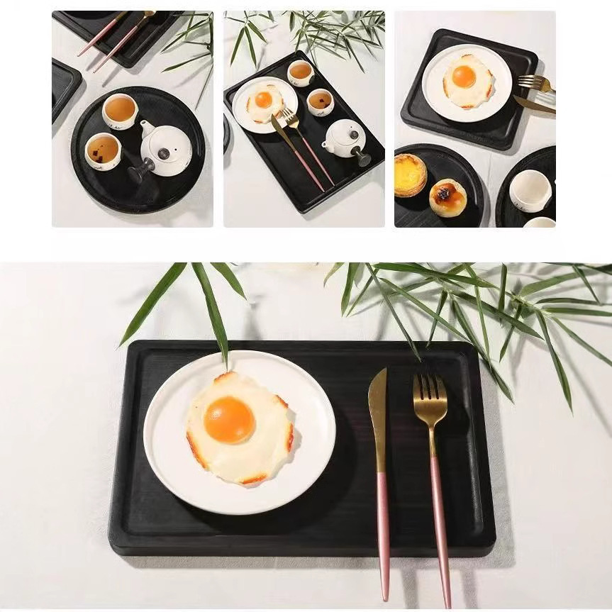 Bandeja de madera rectangular de estilo japonés Bandeja de té rectangular para el hogar Bandeja de juego de té de madera Pastel de frutas Bandeja de madera de dim sum