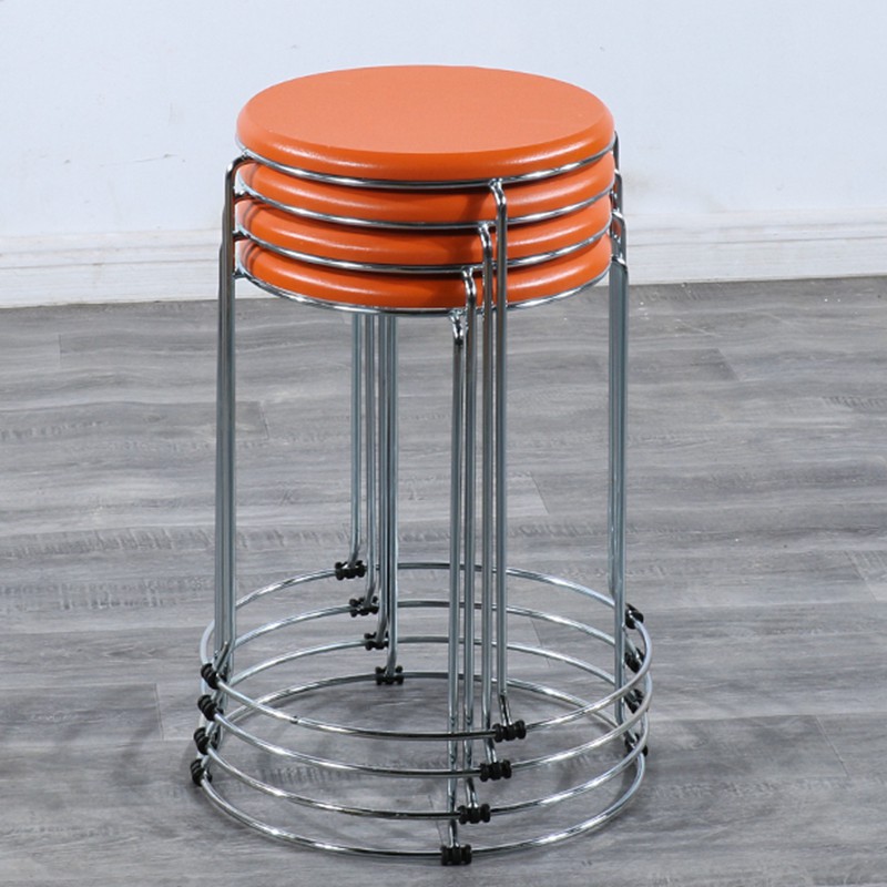 Taburetes redondos de madera sólida taburetes de acero inoxidable taburetes caseros apilables taburetes de hierro forjado dormitorio taburetes de comedor para adultos