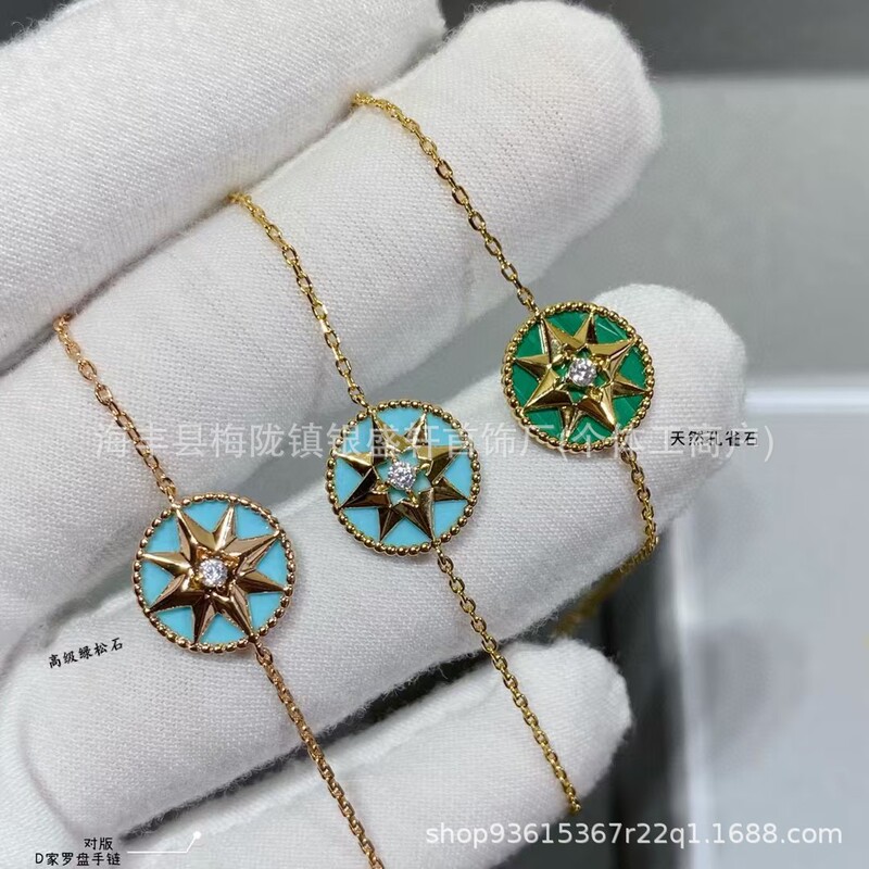 White Mother-Of-Pearl Compass Bracelet Eight-Pointed Star Six-Pointed Star Classic Pendant Clavicle Chain High Version Direct Sale