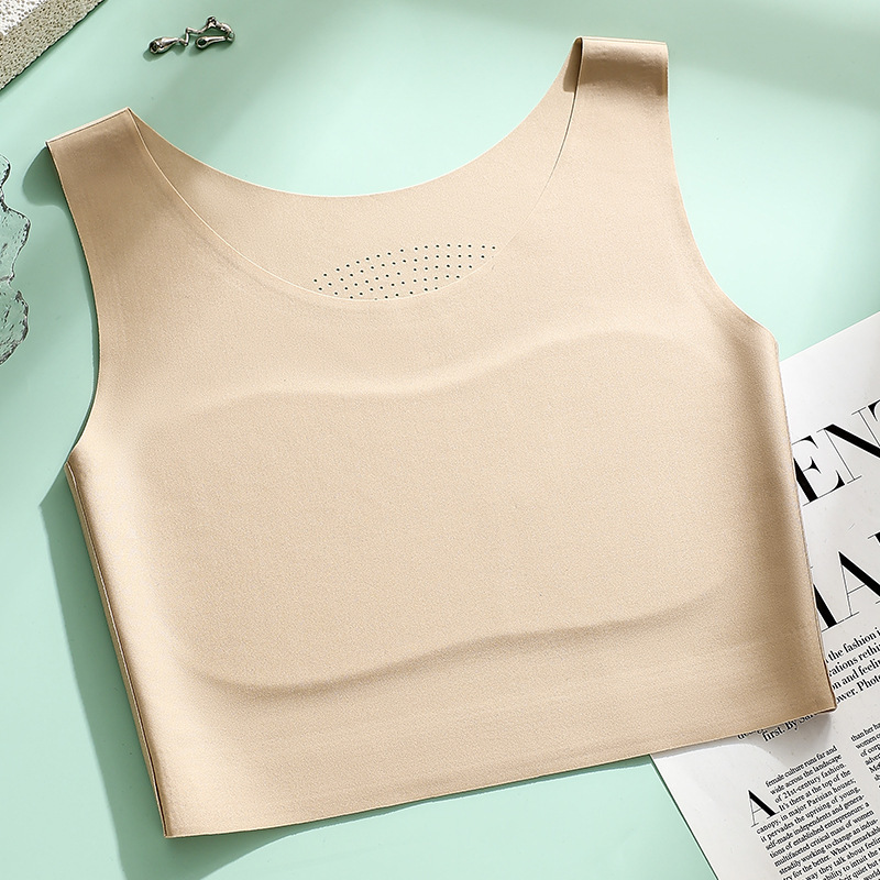 Naadloze, onzichtbare foundation-bh in vestmodel voor vrouwen. Ademend, voelt aan alsof je geen kleding draagt. Laat grote borsten kleiner lijken en voorkomt dat de tepels zichtbaar zijn._voghion.com