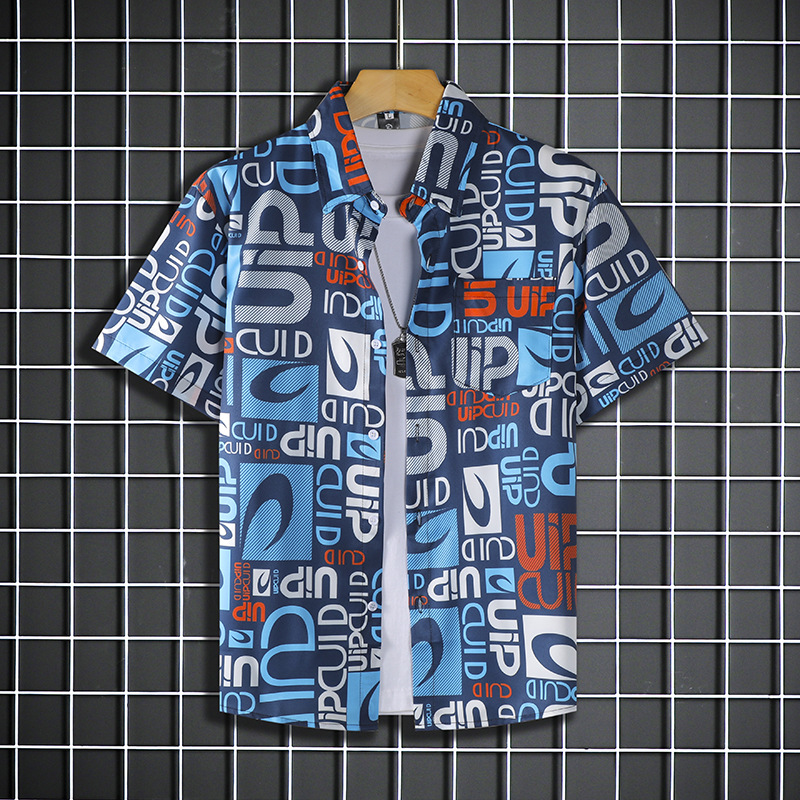 Men's Quick-Dry Floral Print Short Sleeve Shirt Loose Fit Beach Casual Hawaiian Style Shirt Machine Washable Convenience_viptrois.com
