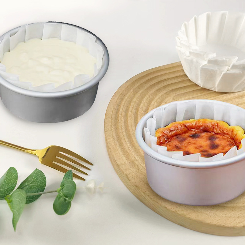 4 pulgadas 5 pulgadas 6 pulgadas 8 pulgadas Pastel vasco papel desmoldeo plegable-libre papel soporte de papel resistente a altas temperaturas Pastel vasco soporte de papel