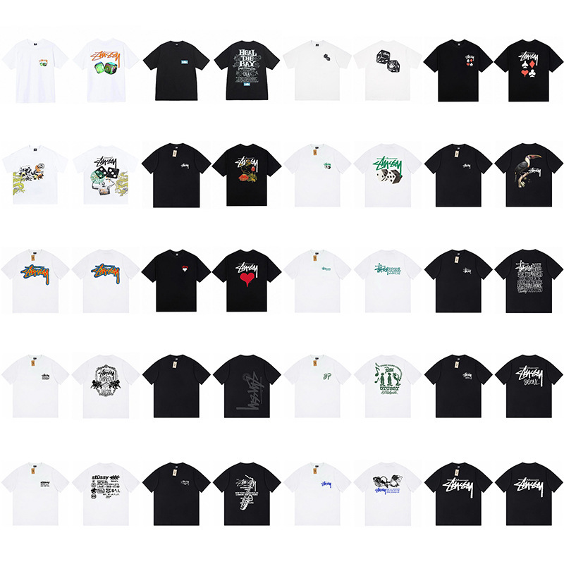 Cross-Border Dropshipping Foreign Trade Wholesale Stussy Printed Short-Sleeve T-Shirt Trendy Brand Stu Casual Loose-Fitting Base Shirt for Men and Women