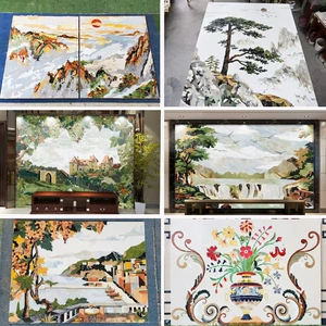 [天然大理石拼花地砖欧式别墅家居地面拼画石材水刀地板客厅玄关画]