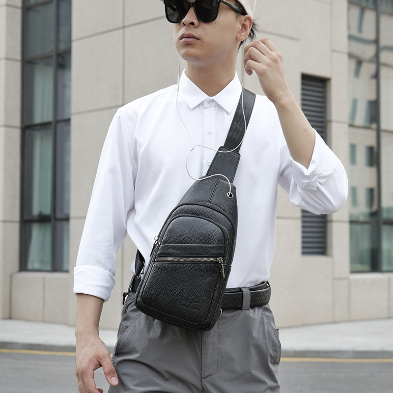 Bolso de cuero para hombres, bolso de pecho de moda impermeable, bolso de pecho de moda casual, bolso de pecho de alto nivel para hombres.
