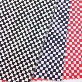 全棉高密斜弹力印花布高克重纯棉格子棋盘格活性印花细面料帆布