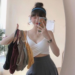 Summer Internet celebrity careful machine beautiful back wrap chest cross small strap vest women's outerwear versatile slimming short style inner wear women 