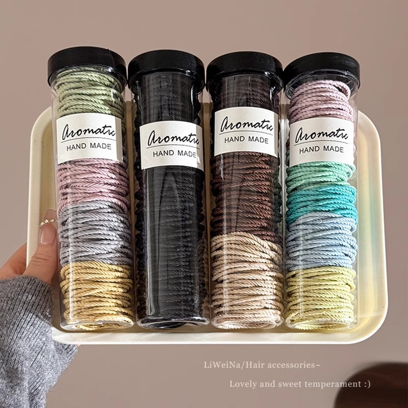 alta elasticidad, banda de goma duradera, hilo sin costura, cuerda de cabello baja, anillo de cabello para mujeres, cubierta de cuero, toque de cabeza