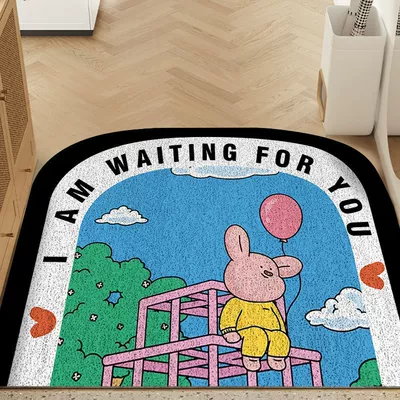 Home Floor Mat Cartoon Piggy Entrance Entrance Semi-round Foot Mat Home Scraping Mud and Soil Anti-slip Silk Ring Floor Mat (Avtomobil döşəmə paspasları) - balloon-piggy-4060cm-wire-ring