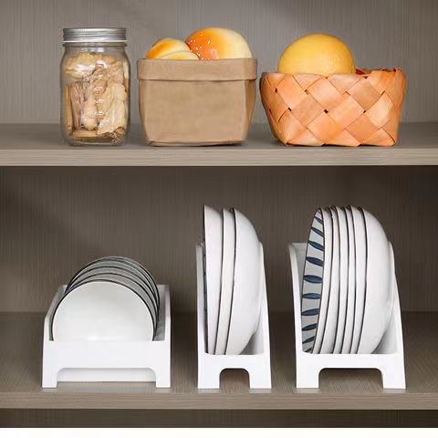 Plato de almacenamiento en rack de cocina de plástico caja de vajilla Placa de almacenamiento en rack Nuevo Gabinete plato en rack