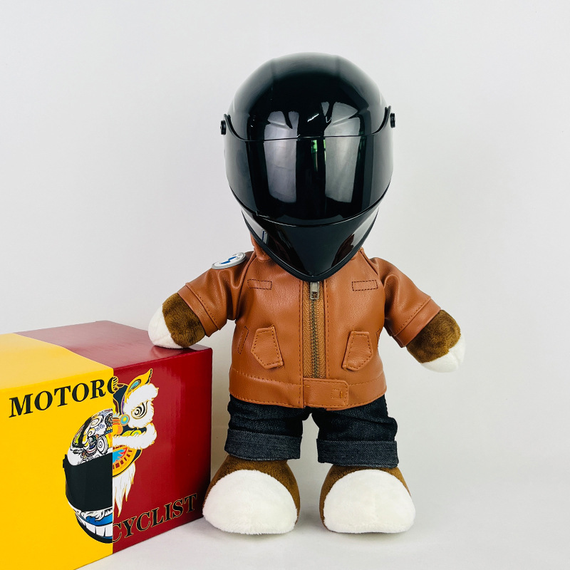 Coche eléctrico colgante oso muñeca casco cuero juguete coche tronco montar decoración 4S reparación tienda locomotora muñeca