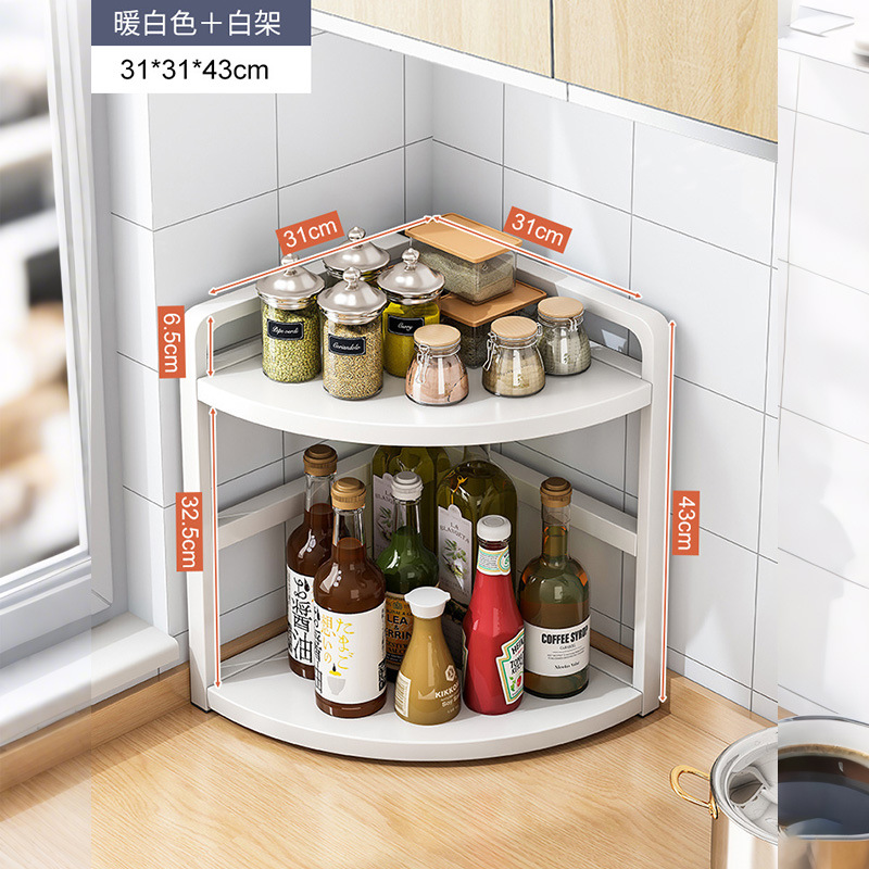 Esquina cocina condimento almacenamiento rack hogar Mesa triángulo condimento aceite sal salsa vinagre condimento almacenamiento rack