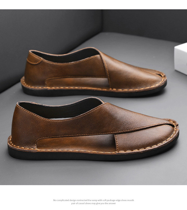 Dép sandal nam da bò thật hở ngón thoáng khí kiểu lười dễ xỏ chân — 2658 màu nâu, 2658 màu đen chi tiết 17