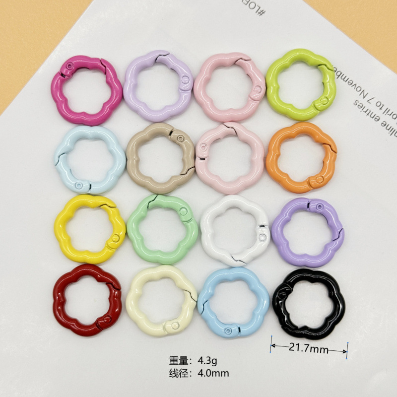 スプリングリングキャンディーカラースプリングバックルアクセサリーカラフルな愛ペイントブックリングカードリングキーホルダーオープン diy ジュエリー|undefined