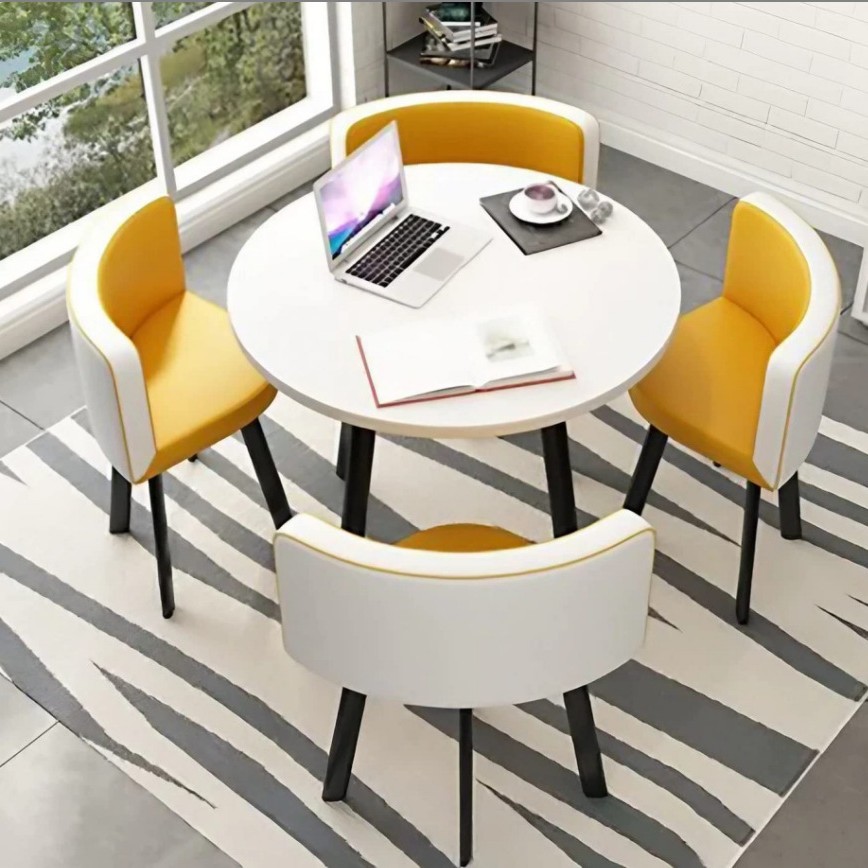 Simple Recepción y negociación pequeña mesa redonda mesa de recepción negociación reunión mesa de invitados y silla traje Oficina área de descanso mesa y silla combinación