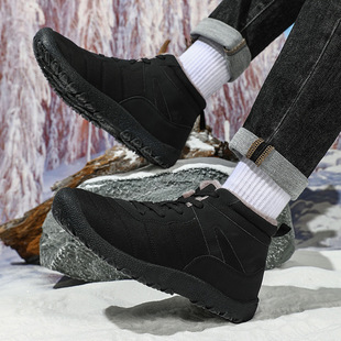 Cross-Border Large Size Waterproof Snow Boots Men's Lace-Up High-Top Outdoor Cotton Shoes Plus Velvet Thickened Winter Shoes Warm Casual Shoes