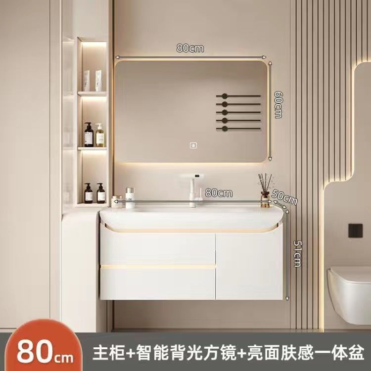 [심플 백라이트 사각거울]_도장도어패널 + 80CM 윤기있는 피부촉감