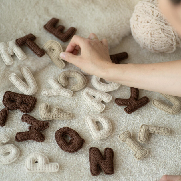 Crochet combinado patrón letras y números patrón conjunto juguetes accesorios de crochet infantil ayuda de enseñanza