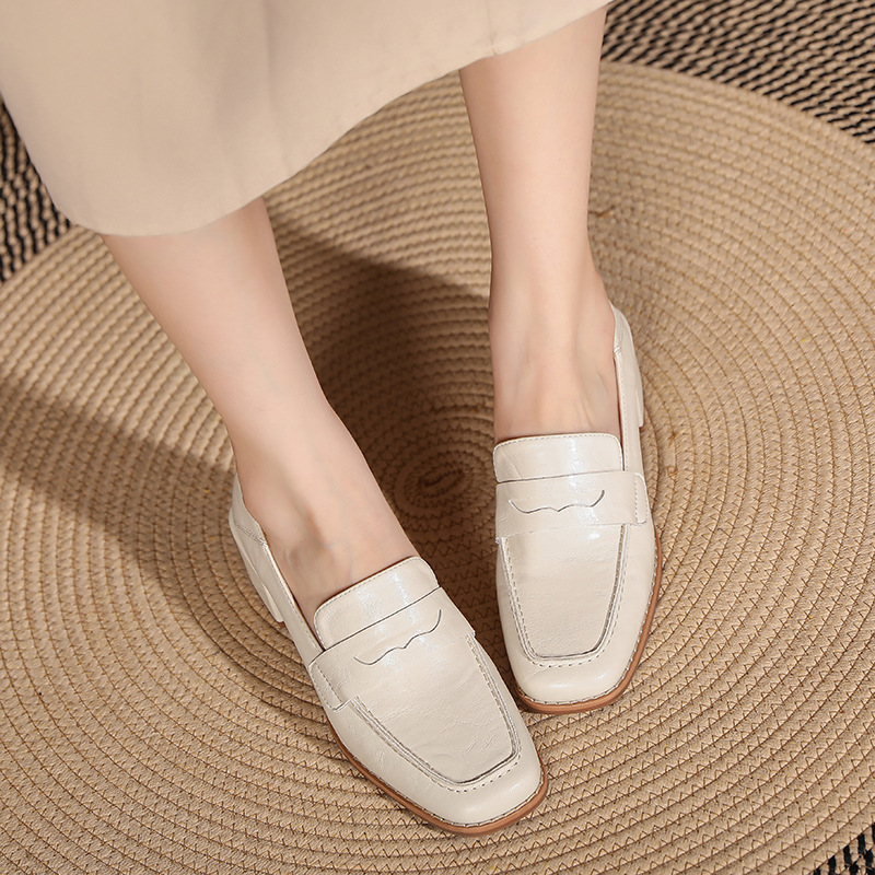 Black Women's Loafers, New Autumn And Winter Vintage Soft Shoes, Can Be Worn With The Up Or Down, College Style Slip-on_vogvips.com