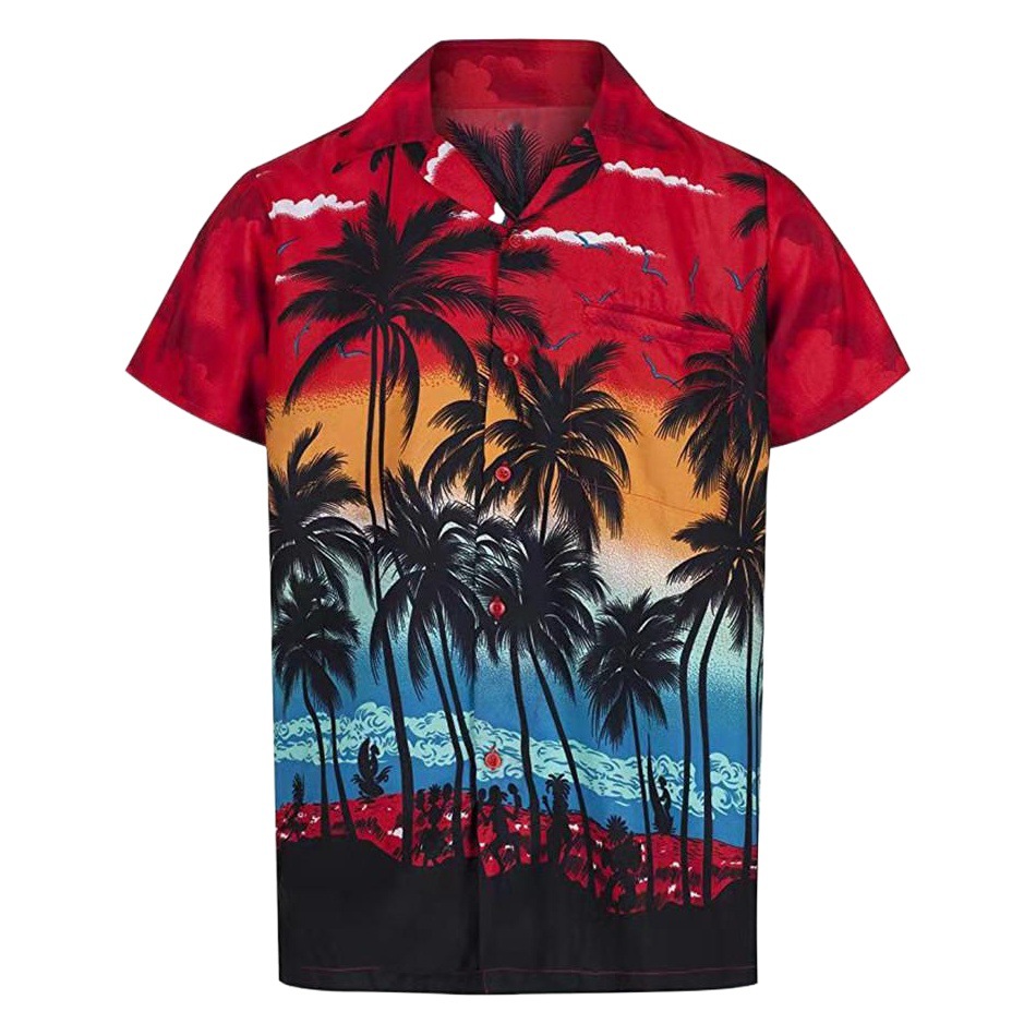 Camisas hawaianas para hombre con estampado 3D de playa, informales, de manga corta, de Amazon, Europa y América, 2024