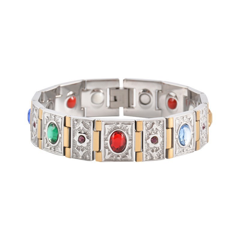 Bracelet 1pc explosive spot colorful crystal men's magnet health germanium magnetic titanium steel_ipsvogv.com