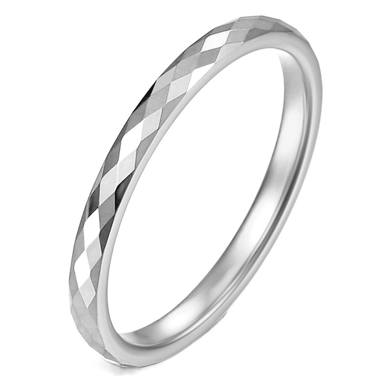 Comercio electrónico transfronterizo simple anillo de acero de tungsteno de corte de diamante estilo neutro moda apilamiento desgaste anillo liso tungsteno joyería de oro