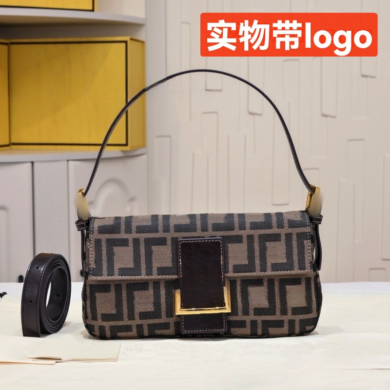 Qadın üçün vintage baget çanta, monogram kanvas, çiyin çantası