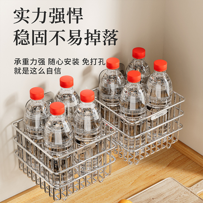 不锈钢壁挂式菜篮子厨房置物架沥水篮姜蒜收纳篮台面多功能整理筐|undefined